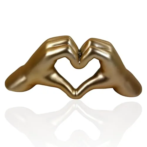 Elegante Keramikhand in Herzform – Stilvolles Deko-Element in Silber, Gold und Weiß für Wohnzimmer und Fensterbank (Gold matt)