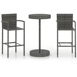 vidaXL 3-tlg. Gartenlounge-Set - Stilvolles Gartenbar-Set in Grau - Garten-Lounge-Sets, ideales Set für entspannte Stunden im Freien mit stabilen Stahlgestellen und witterungsbeständigem PE-Rattan für hohen Sitzkomfort.