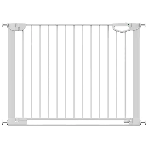Geuther Türschutzgitter Easylock Flatstep Weiß - Kindersicherungen: Sicherer Schutz für Ihr Baby und Haustier mit beidseitig öffnendem Kindergitter, einfache Montage ohne Bohren und flache Bodenschiene gegen Stolperfallen.
