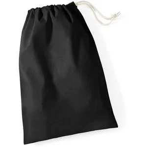 Westford-Mill Stoffbeutel W115 Cotton Stuff Bag S, black, mit Kordelzug, aus Baumwolle, zum Bemalen, 25 x 30 cm