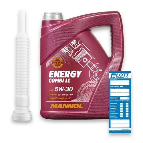 Liter MOTORÖL MANNOL ENERGY COMBI LL 5W-30 API SN BMW LL-04 VW 504 + Schlauch 5