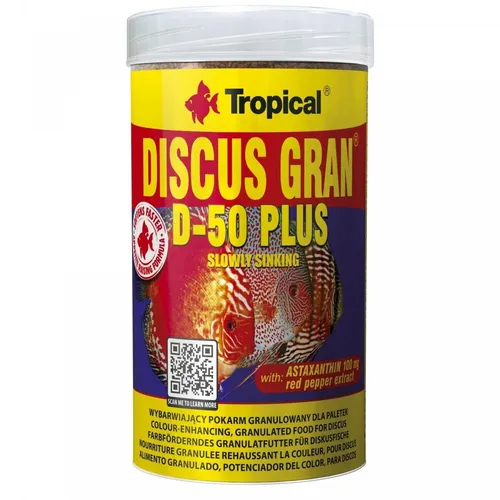 Tropical Discus Gran D-50 Plus - farbförderndes Fischfutter Granulat 250ml