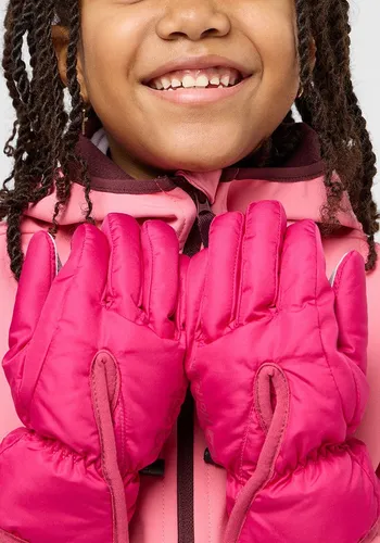 Jack Wolfskin Easy Entry Glove K - Kinderhandschuhe in Dark Fuchsia - Wintersport-Bekleidung, isolierende Softshell-Handschuhe für Kinder, winddicht und wasserabweisend, ideal für kalte Tage mit warmem Futter und einfachem An- und Ausziehen.