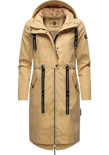 Navahoo Damen Übergangsparka Josinaa Beige Gr. L - Stylischer Übergangsparka mit Kapuze und Klappentaschen, ideal für Outdoor-Aktivitäten. Ultraleichtes Material und modisches Innenfutter sorgen für hohen Tragekomfort. Lässiger Schnitt mit anpassbaren Bindebändern für den perfekten Fit.
