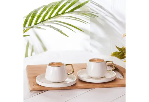 KARACA Streamline Saturn Porzellan Espressotassen Set in weiß von Karaca