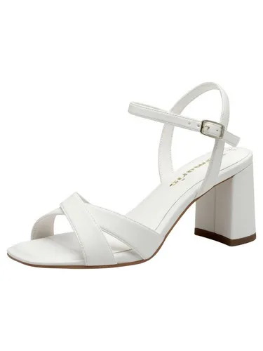 Tamaris Sandalette Damen Vegan Elegant weiß, EU 40 - Wanderschuhe mit TOUCH-IT Funktion für optimalen Tragekomfort, ANTI-Slide und ANTI-Shokk Technologien für beste Dämpfung und ein modisches Design mit stabilem Blockabsatz.