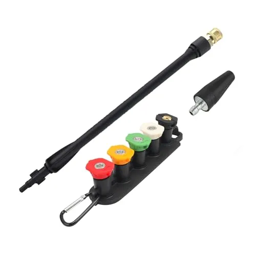 Ersatz-Sprühstab für Hochdruckreiniger mit Turbo-Düse und 5 Sprühspitzen und Düsenhalter, kompatibel mit Bosch, Black & Decker, AR, Michelin, Stanley, Mac Allister, Cecotec