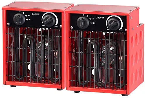 AGT Heizgeräte: 2er-Set Profi-Industrie-Elektro-Heizlüfter, 2.000 Watt, 2 Heizstufen (Bauheizer, Elektro Heizlüfter für Baustellen, Konvektoren)