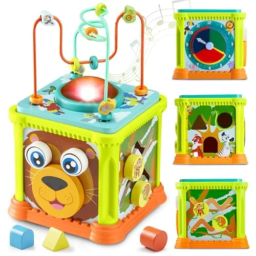 SYNCFUN Motorikwürfel 8-in-1 - Motorikwürfel für Kinder ab 6 Monaten, fördert spielerisch Farben und Formen mit interaktiven Geräuschen und sanften Lichtern. Ideales Montessori-Spielzeug für kleine Entdecker!