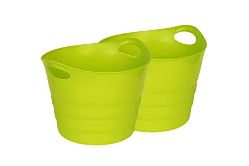 Kreher Set: 2 x Mehrzweckkorb 42 Liter, flexibel und strapazierfähig (Grün)