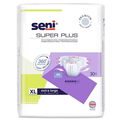 Seni Super Plus Inkontinenzhosen XL - 30 Stück - Inkontinenzeinlagen für mittlere bis schwere Blasenschwäche, atmungsaktiv mit Nässeindikator und elastischem Design für maximalen Komfort und Sicherheit.