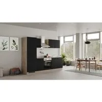 Flex-Well Exclusiv Küchenzeile Capri 270 cm - Einbauküche in Schwarz Matt und Endgrain Oak, flexibel montierbar mit pflegeleichten Fronten und reichlich Stauraum für Geschirr und Utensilien. Ideal für individuelle Küchengestaltung.