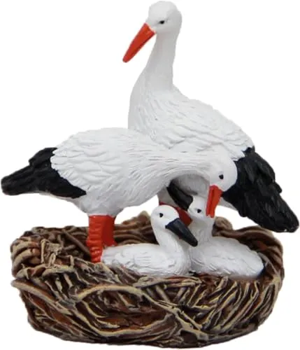 FADEDA Störche im Nest/Höhe:5 cm/handbemalt/detailgetreue Krippen Figuren - Weihnachten Tisch Dekoration Krippe Zubehör