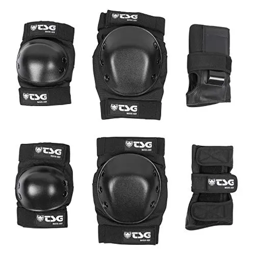 TSG 76027-30-102 Schonerset Basic Schützer, Schwarz, S - Knieschoner für Skateboarder mit Hardshell-Konstruktion und rutschsicheren Polstern für optimalen Schutz und Komfort beim Skaten.