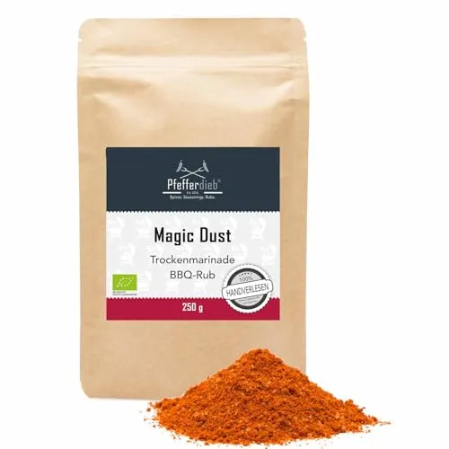 Magic Dust BIO BBQ Rub Premium Gewürzmischung Grillgewürz und Marinade für Fleisch Steak Pulled Pork 250g Pfefferdieb®