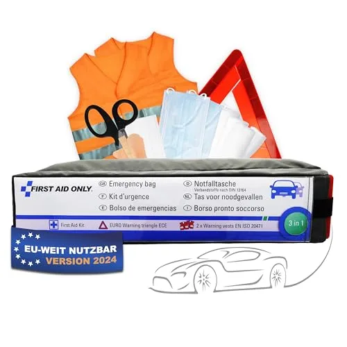 KFZ Verbandtasche Warndreieck 2x Warnwesten Erste Hilfe Set Auto Notfalltasche