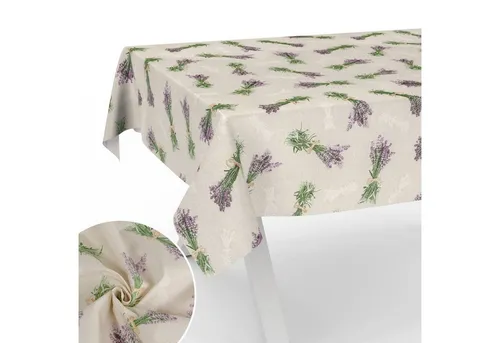 ANRO Tischdecke mit Blumen Botanik aus Stoff Tischwäsche mit Beschichtung Tischtuch (Einzelstück 1-tlg), auch als Gartentischdecke - mit Schutzschicht
