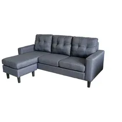 Ecksofa Reva Grau Dreisitzer mit Hocker von HTI-Line