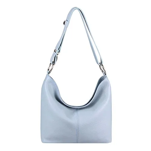 OBC Echt Leder Damen Tasche Shopper Hobo-Bags Schultertasche Umhängetasche Handtasche Henkeltasche Ledertasche Damentasche (Pastellblau)
