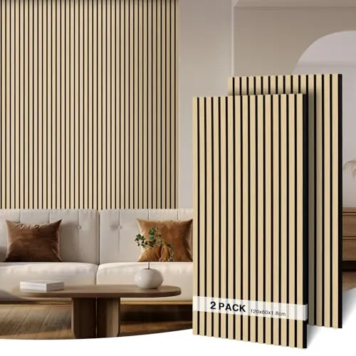 AKK-ART Akustikpaneele Holz 120x60cm-2er Set(1,44m²) 3D Wandpaneele mit Holzfurnier & Filz, Akustik Holzpaneele Wand Für Studio, Wohnzimmer & Büro|Dekorative Wandverkleidung Innen Eiche#13