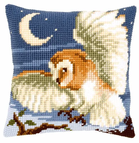 VERVACO Kreuzstich Kissen Set – Eulen auf der Jagd für Anfänger - Häkeln & Stricken – Komplettes Set mit hochwertigem Material, einfacher Anleitung und kreativem Design für entspannendes Handarbeiten.
