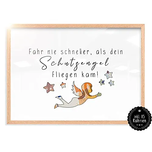 myDreamwork Glücksbringer - Geldgeschenk Führerschein Bestanden - Schutzengel, Engel Geschenke - Zum Neuen Auto Inkl. Rahmen