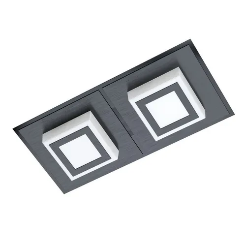 EGLO LED Deckenleuchte Masiano 2-flammig - Moderne Deckenleuchte aus Aluminium und Stahl in Schwarz, ideal für Wohnzimmer und Küchen mit energiesparenden LEDs für warmweißes Licht und einer Lebensdauer von 15.000 Stunden.