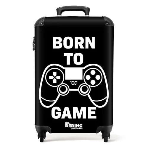 NoBoringSuitcases.com® Kinderkoffer - Gaming Controller Trolley für Jungen - Kindergepäck: Leichter 55x40x20 cm Handgepäck Koffer mit coolem Gaming Design, ideal für kleine Abenteurer und sicher dank integriertem Zahlenschloss.