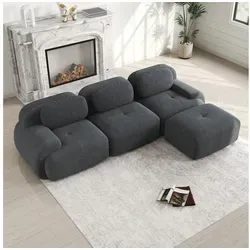 Odikalo 3-Sitzer Ecksofa modular kombinierbar Polstersofa, Modulares Ecksofa ohne Montage, ergonomisch und haustierfreundlich, aus Cordstoff mit extra-breiten Armlehnen, 32D hochelastische Polsterung für Wohnzimmer und Schlafzimmer, Green grau