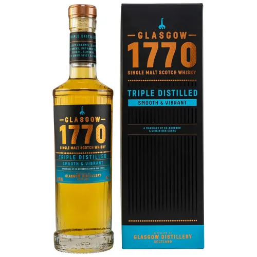 1770 Glasgow Triple Distilled Smooth Single Malt Scotch Whisky 46% - Whisky aus Schottland mit 46% Alkohol, dreifach destilliert für unvergleichliche Sanftheit. Ideal für Genießer und Sammler!