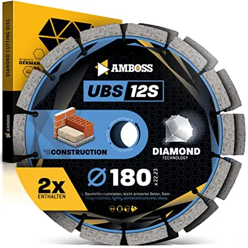 Amboss Diamant Trennscheibe UBS 12S Ø 180 mm x 22.23 - Trennen von leicht armiertem Beton/Stein/Baumaterialien - Diamantscheibe/Diamanttrennscheibe für Winkelschleifer