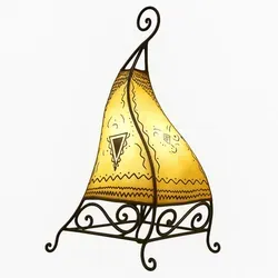 Tischlampe Marrakesch Natur 50cm aus Leder und Eisen - Handarbeit