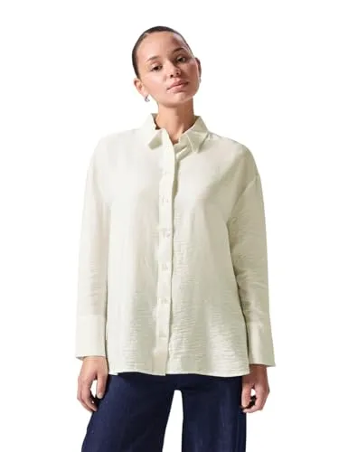Street One Studio Damen F345263 Bluse im Relaxed Fit - Off White, 44 EU - Damenbluse im Relaxed Fit mit Hemdkragen, langen Ärmeln und einem modischen gerundeten Saum für einen lässigen Look.