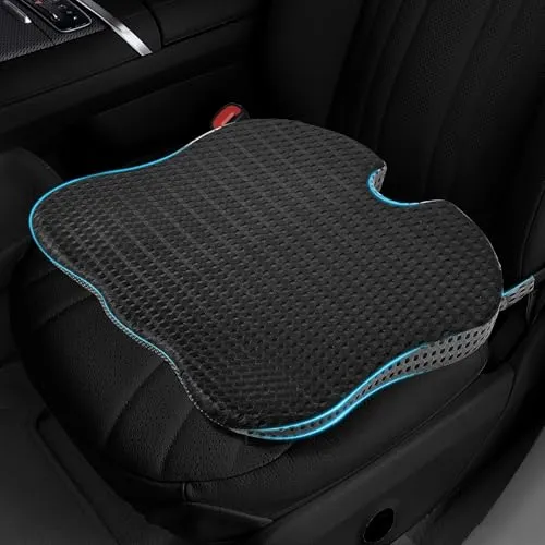WUFANC Autositzkissen, Keilkissen Auto, Rutschfestes Sitzkissen für Auto, Ergonomisches Memory Foam Sitzkeilkissen für Auto, Bürostuhl, Auch als SitzerhöHung Auto Erwachsene (Schwarz)