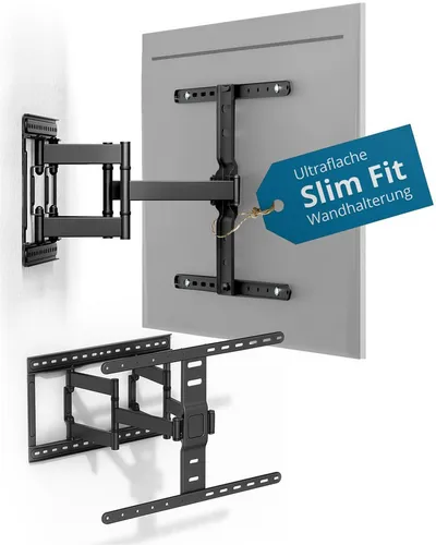 Xantron Slim Fit TV Wandhalterung - Schwenkbar & Ultra Slim für 43-90 Zoll TVs - TV-Halterungen für flache & Curved TVs, nur 27mm Wand-Abstand, schwenkbar bis ±60° und Tragkraft bis 75kg, ideal für flexible Blickwinkel und elegantes Design.