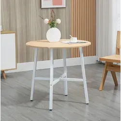 Runder Esstisch Aus Sperrholz In Naturholzoptik Mit Metallgestell, Ø80x76 Cm, Für 4 Personen