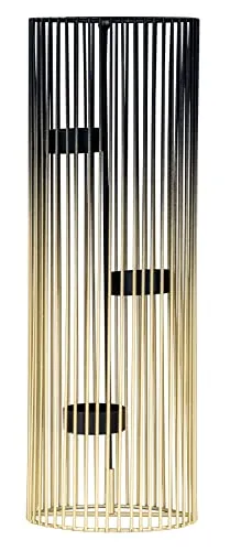 Levandeo® Teelichthalter Säule H34cm Schwarz Gold Metall, - Teelichthalter für 3 Teelichter, aus elegantem Metall mit entnehmbarem Kerzeneinsatz für einfache Handhabung und zeitloser Eleganz.