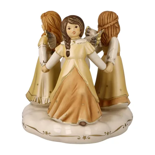 Goebel Engel - Himmlischer Reigen Kerzenhalter - Nussknacker - 17,5 cm hoch, zauberhaftes Engelmotiv für festliche Stimmung in jedem Raum, ideal für die Weihnachtszeit.