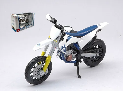 Husqvarna FS 450 Supermoto White 1:18 Modell von Bburago - Detailgetreues 1:18 Modell des Husqvarna FS 450 Supermoto, perfekt für Sammler und Motorrad-Enthusiasten.