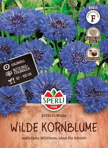 Sperli Wilde Kornblumensamen - Mehrjährige Blumen mit Lilablauen Blüten, Ideal für Beete & Schnitt, Wuchshöhe 80-100cm