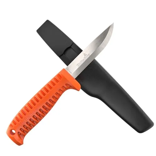 Hultafors Handwerkermesser HVK Bio I Umweltfreundliches Allzweckmesser mit ergonomischem Griff & Klinge aus Kohlenstoffstahl I Inklusive Holster, Halterung für Arbeitshose & Aufängeloch I 380150