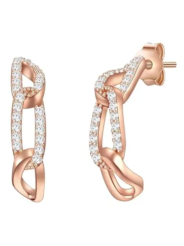 Glanzstücke München Damen Ohrringe aus rosévergoldetem 925/- Sterling Silber - Elegante Creolen mit funkelnden Zirkonia, perfekt für jeden Anlass und ein stilvolles Accessoire für Damen.