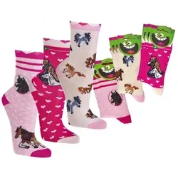 Socks 4 Fun Freizeitsocken Socks 4 Fun Mädchensocken Pferde 3 Paar (3-Paar, 3 Paar)