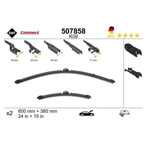 SWF Wischblatt CONNECT MADE IN GERMANY 507858 - Hochwertiges SWF Wischblatt für optimale Sicht bei jedem Wetter. Perfekte Passform und Langlebigkeit für zuverlässige Leistung im Straßenverkehr.
