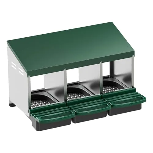 Fudajo Dreier Legenest mit Auffangschale 81 x 52 x 48 cm - Geflügelställe & Geflügelkäfige – Hygienisches Legenest mit optimaler Luftzirkulation für mehr Komfort Ihrer Hühner und einfache Reinigung für hygienische Eierentnahme.