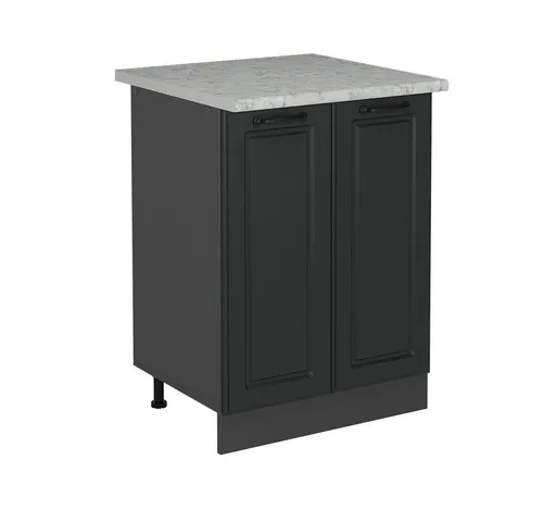 Vicco Unterschrank R-Line, Anthrazit mit Marmorarbeitsplatte, 60 cm