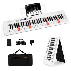 COSTWAY 61-Tasten-Digitalpiano - Faltbar, mit Kopfhörern & Sustain-Pedal - Das faltbare Digitalpiano mit 61 Tasten bietet ein realistisches Spielgefühl, 128 Klangfarben und eine praktische Dual-Keyboard-Funktion. Ideal für Einsteiger und unterwegs, inklusive Kopfhörern und umfassendem Zubehör.
