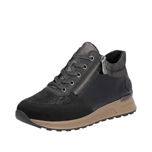 Rieker Damen Stiefeletten N1407 - Wanderschuhe mit Wechselfußbett und rutschhemmender Laufsohle, ideal für Komfort und Sicherheit bei jedem Schritt.