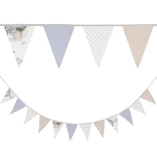 Wimpelkette Kinderzimmer Wimpel Girlande Outdoor Geburtstag Wimpelkette Stoff Deko Wetterfest 350 cm 12 Dreiecke (15 cm x 22 cm) Elefant