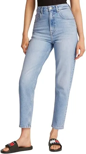 Tommy Jeans Mom-Jeans High Waist - Tapered mit Logo-Stickereien - Jeans im casual Stil, knöchelfrei mit elastischem Denim für optimalen Tragekomfort und coolem Look.